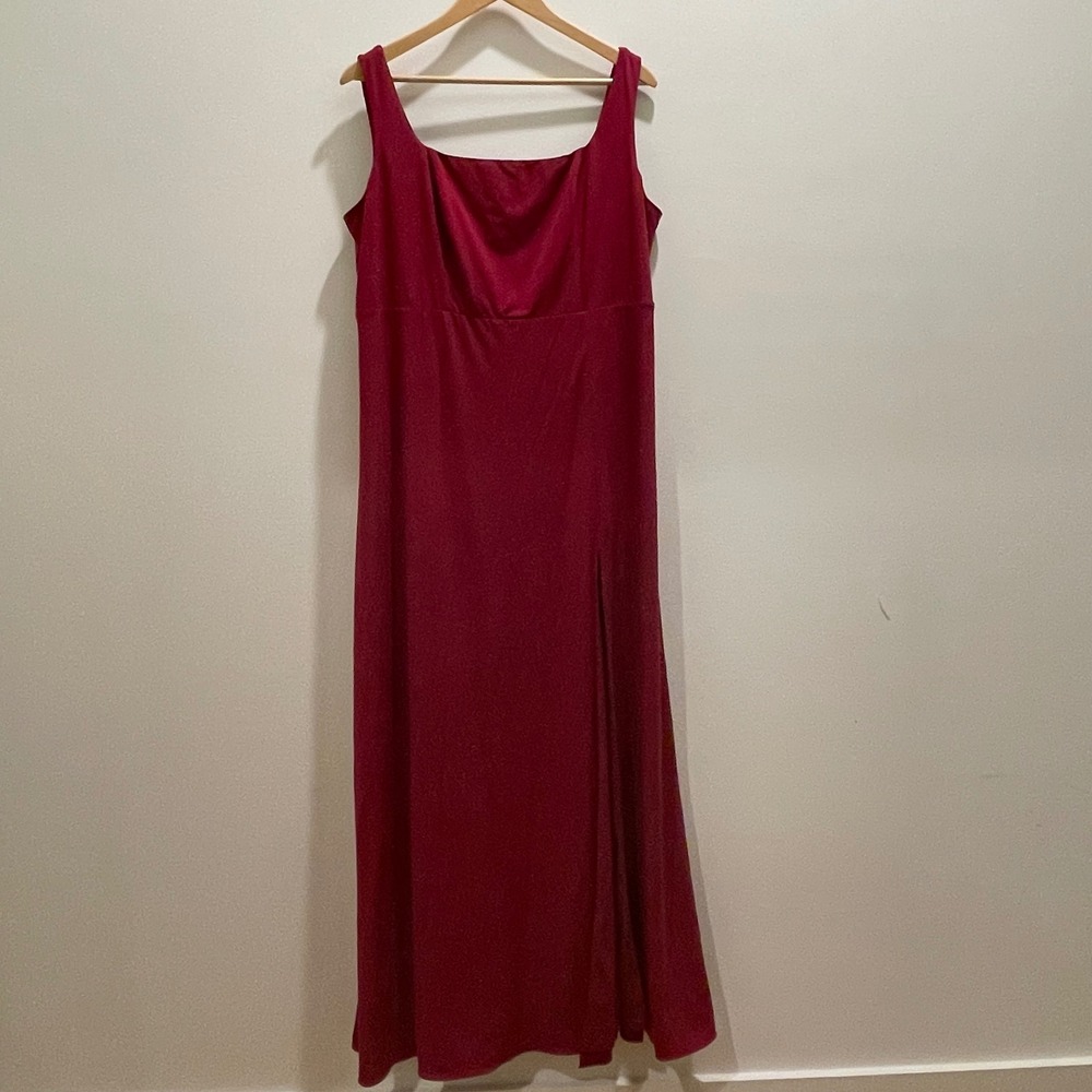 Birdy Grey Cabernet Red Square Neck Maxi Bridesmaid Dress Plus Size 0X Formal